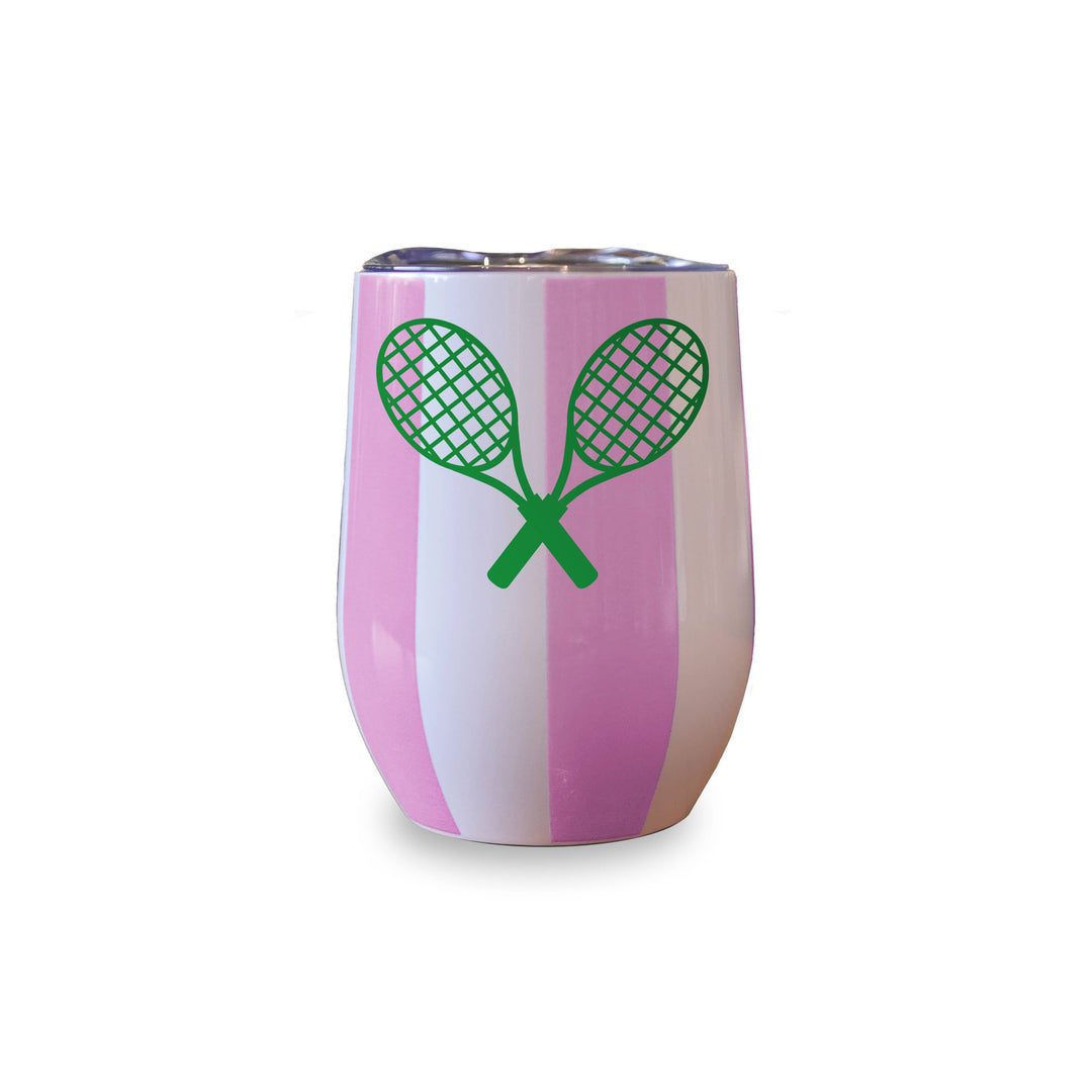 Insulated Wine Tumbler (Pink/White) - Tennis Racket
