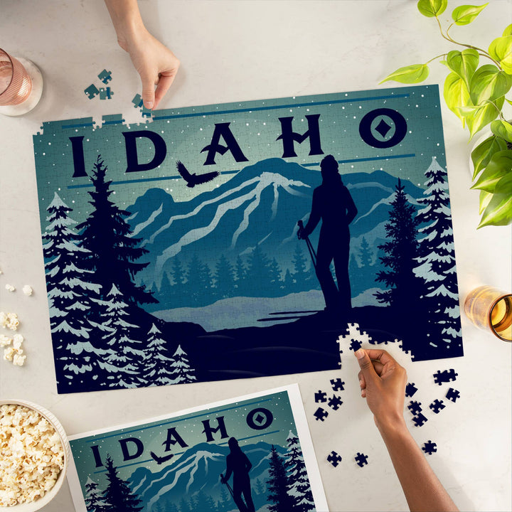 1000 Piece Puzzle - Idaho, Skier and Mountain