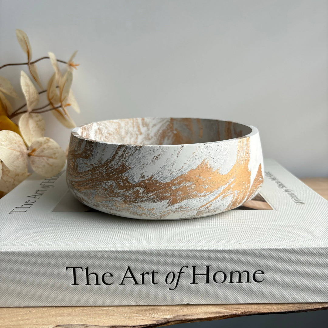 Daza - Decorative Concrete Bowl | Centerpiece Bowl : Green Fusion Marble