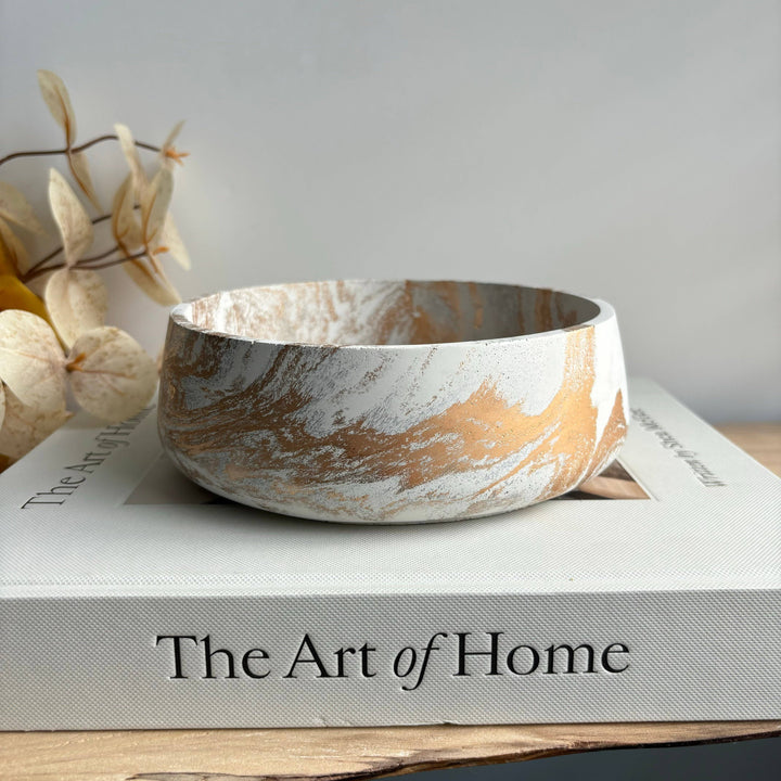 Daza - Decorative Concrete Bowl | Centerpiece Bowl : Green Fusion Marble