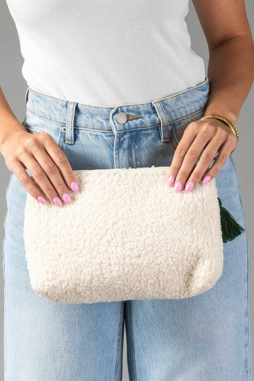 Champagne Bottles Textured Travel Pouch