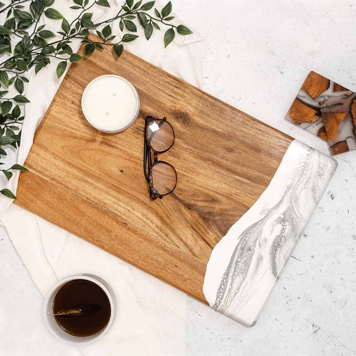 Resin Cheese Board / Charcuterie Board - Breadboard 12"x18": Gold Quartz