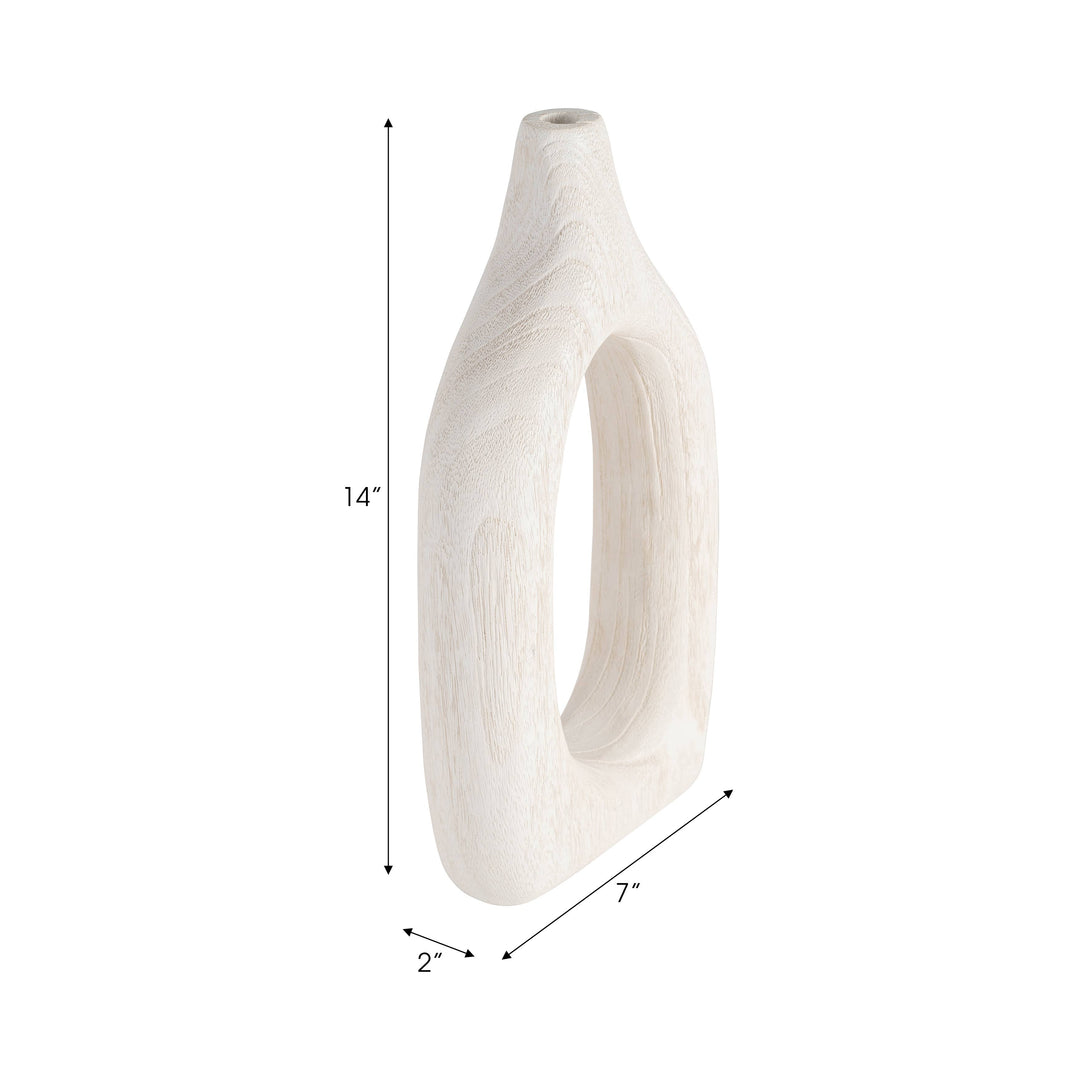 Paulownia Wood Abstract Cut-Out Vase - White, 14 in.