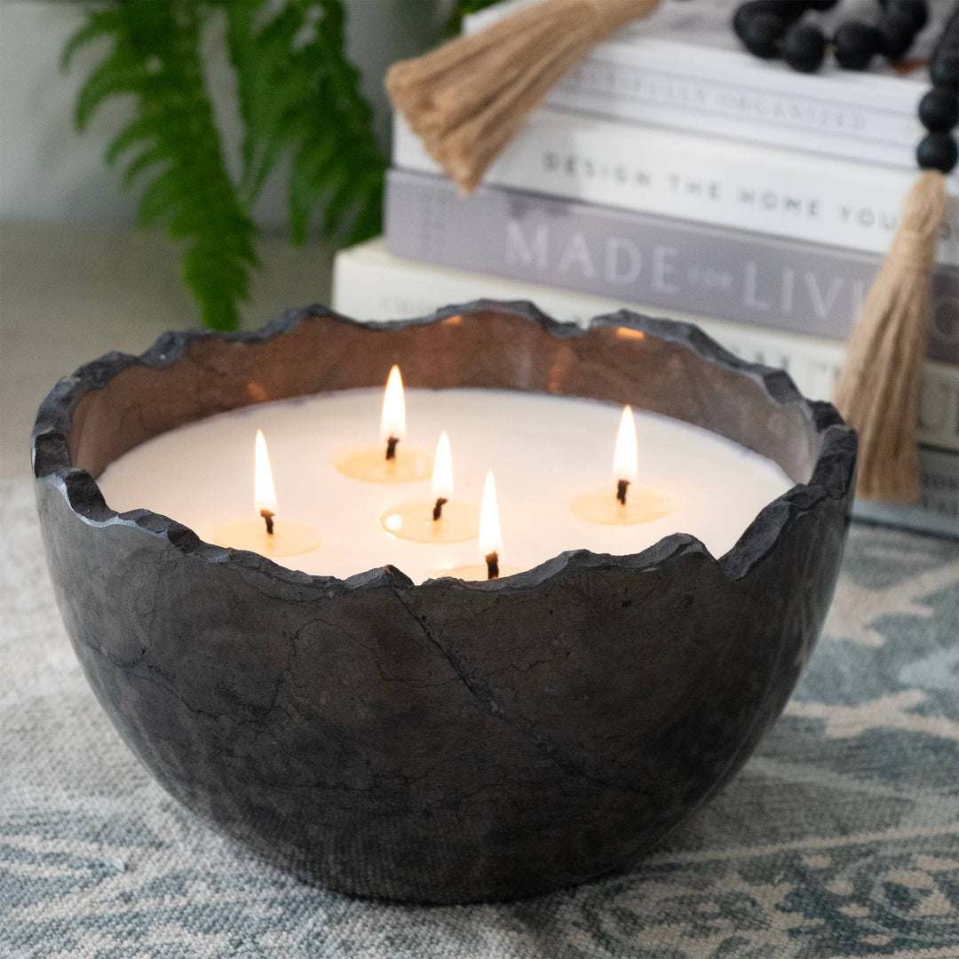 Large Andesite Bowl Candle in Palo Santo Fragrance