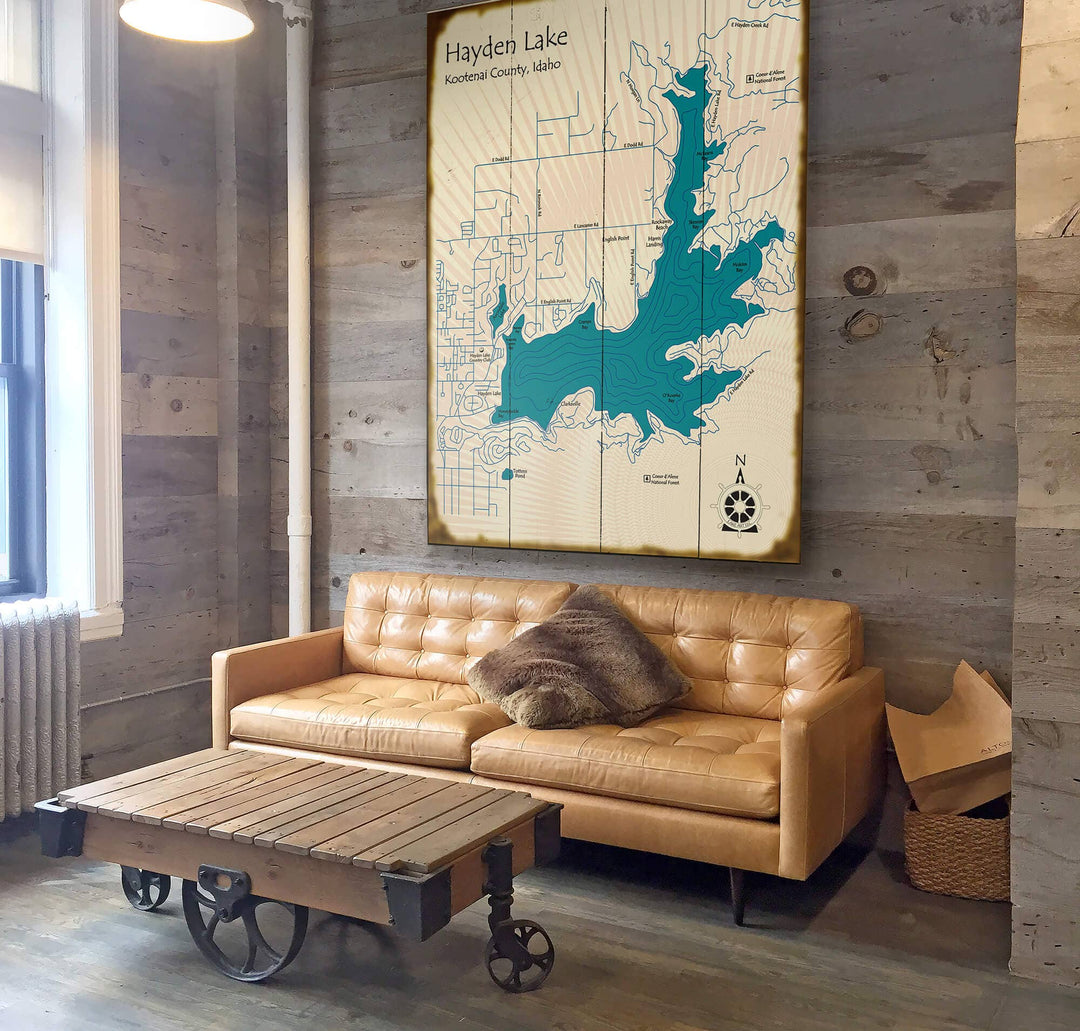 Hayden Lake, Idaho - Wood & Metal Wall Art: Wood / 28" x 38"