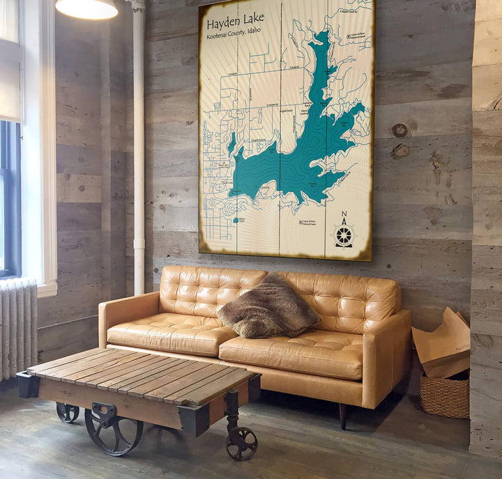 Hayden Lake, Idaho - Wood & Metal Wall Art: Wood / 28" x 38"