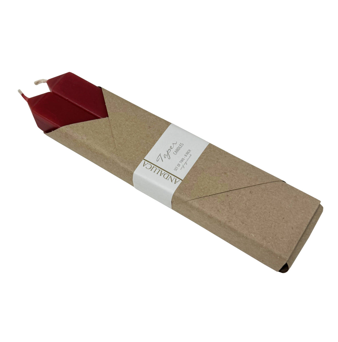 Red Square Taper Candles (Set of 2)