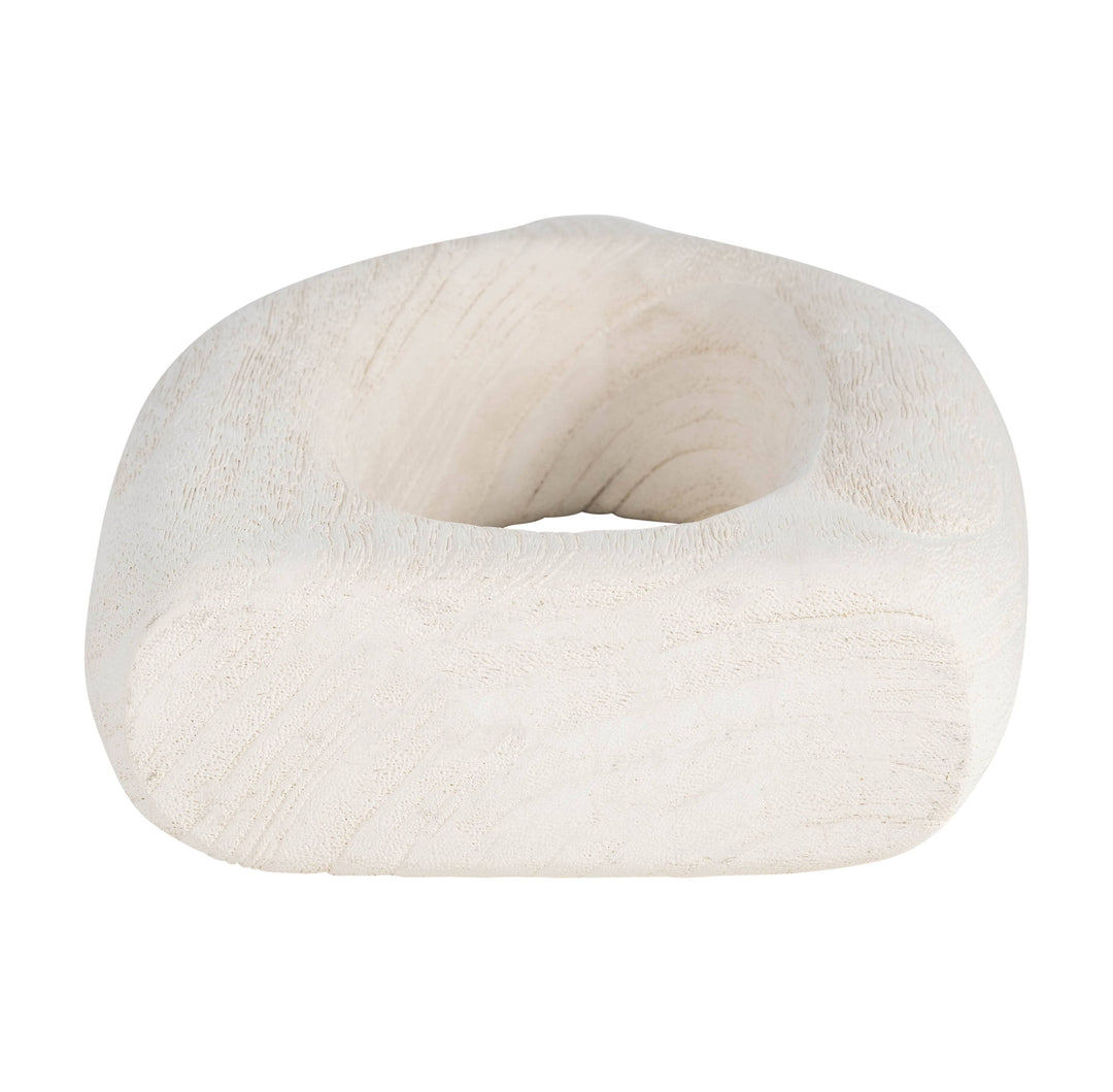 Paulownia Wood Abstract Cut-Out Vase - White, 14 in.