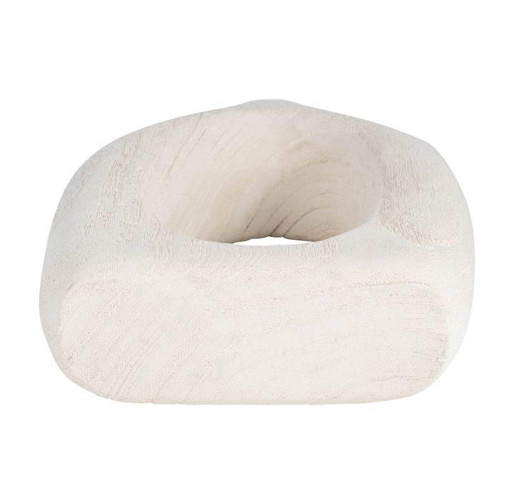 Paulownia Wood Abstract Cut-Out Vase - White, 14 in.
