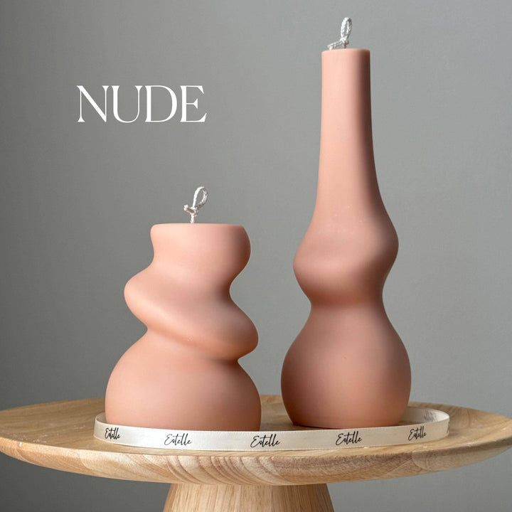 Irregular Pillar Candle Duo: Cream / Unscented