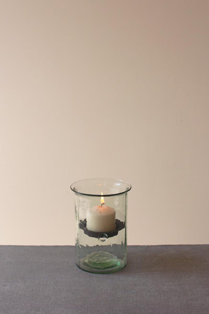 Mini Glass Candle Cylinders with Rustic Insert / Small