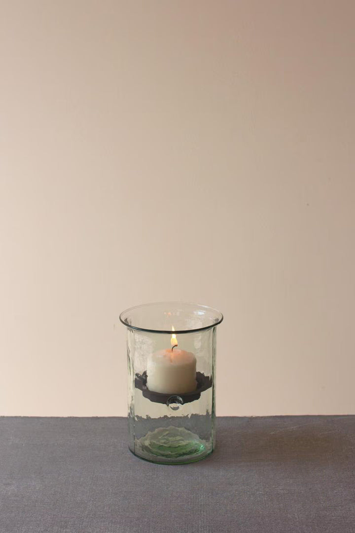 Mini Glass Candle Cylinders with Rustic Insert / Small