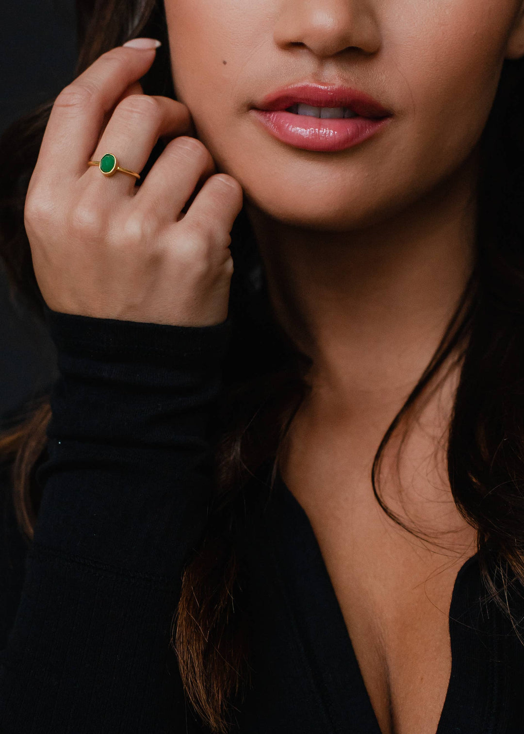 Set of 3 Green Oval Ring