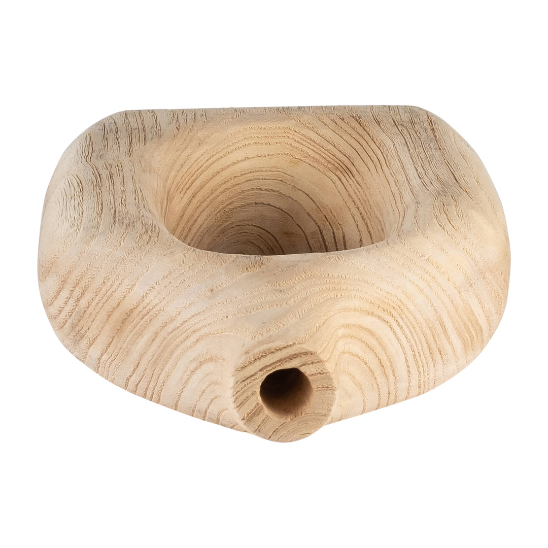 Wood Decorative Vase with Openwork Design - Brown, 14 in.