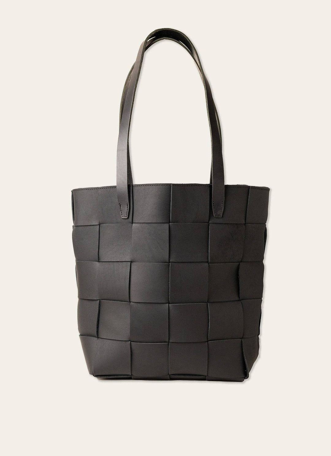 Woven Leather Tote: Black