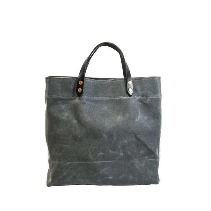 Waxed Canvas Grocery Tote: Charcoal