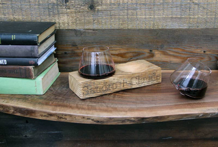 Pair of 5oz Whiskey Glasses with Barn Wood