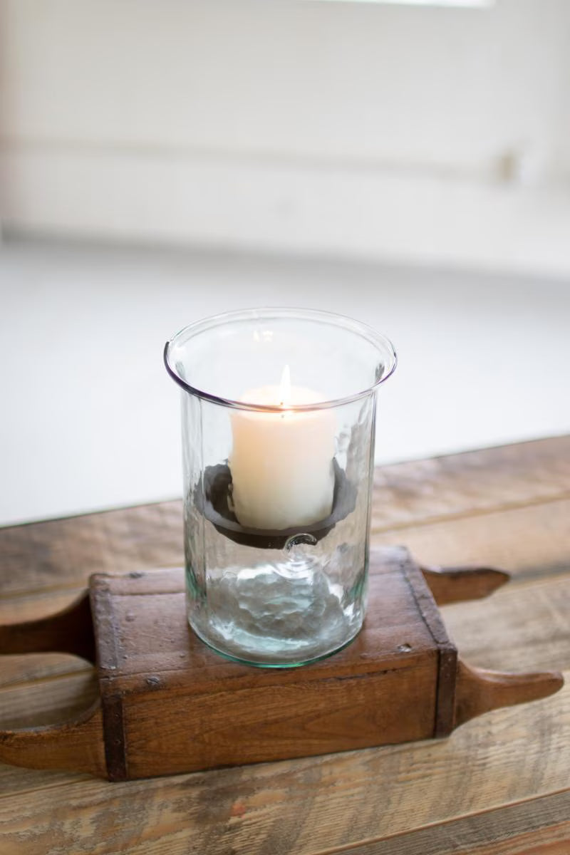 Mini Glass Candle Cylinders with Rustic Insert / Small