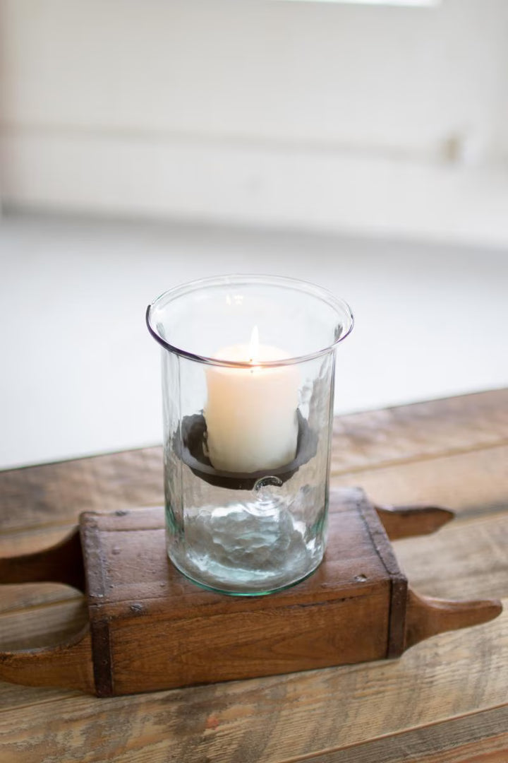 Mini Glass Candle Cylinders with Rustic Insert / Small