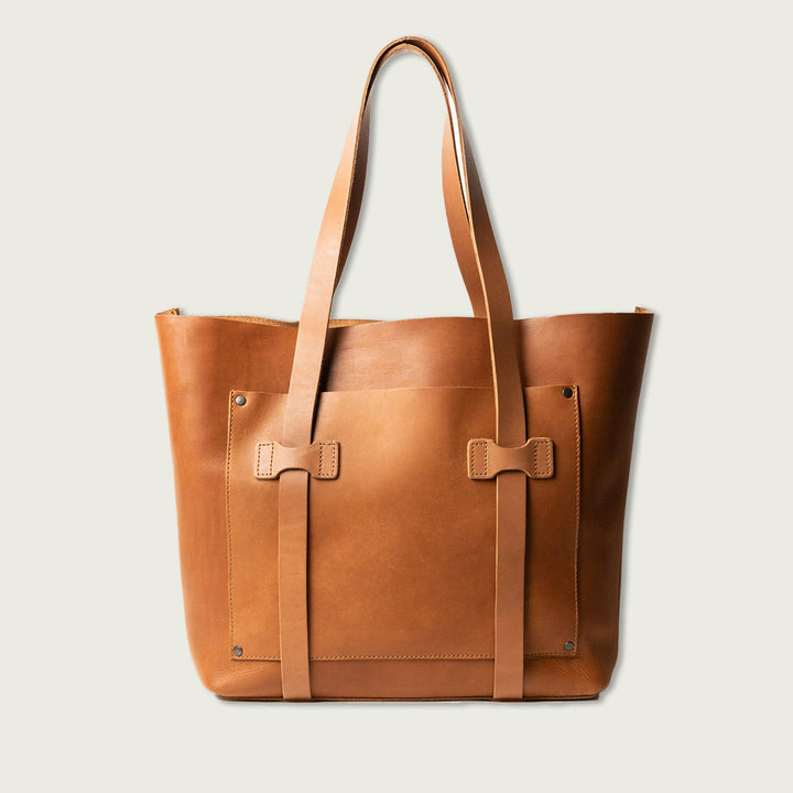 Leather Medium Tote Bag for Women: Tan