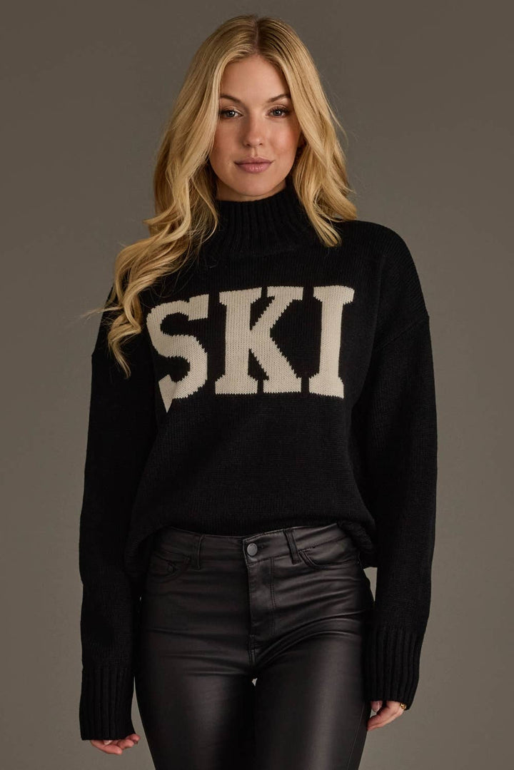 Black & White Ski Mock Neck Sweater
