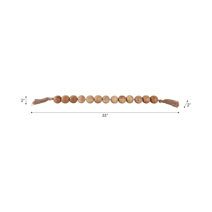 Mango Wood Jute Tassel Beaded Garland - Brown, 32 in.