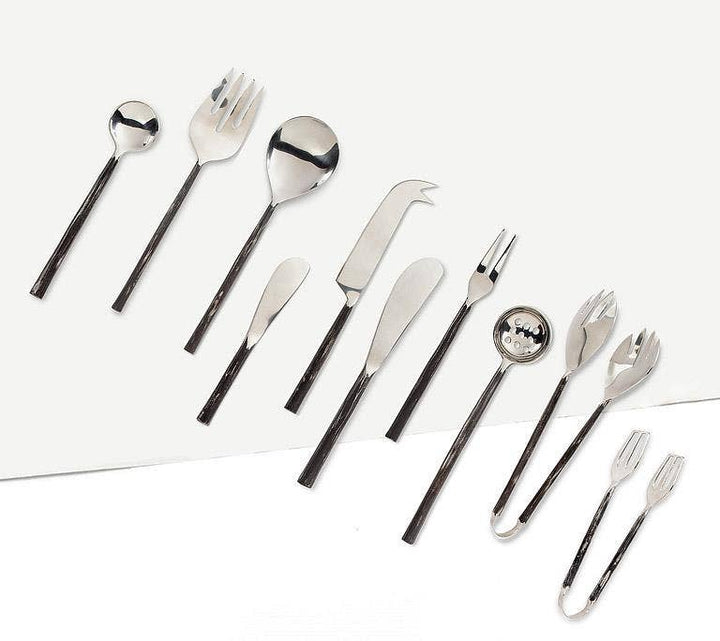 Rustic Black Salad Servers-11"L