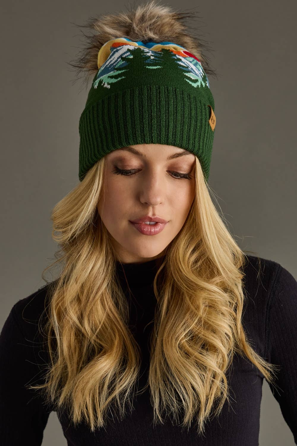 Olive Sunrise Landscape Pom Hat