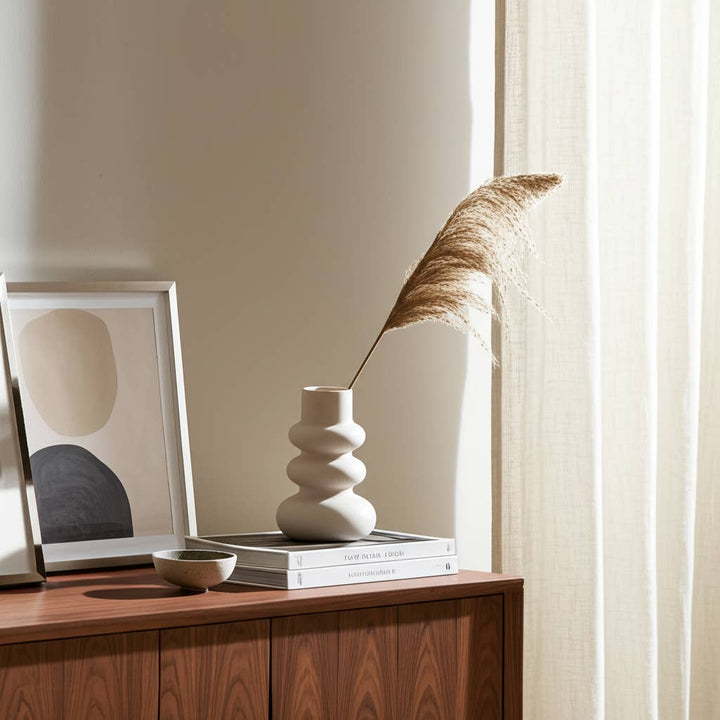 Decorative Vase - Ivory Ceramic Stacked Spheres, 10 in.