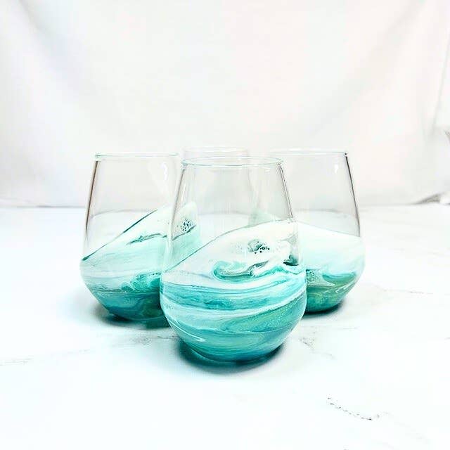 Resin Coated Entertaining Glasses (Set of 4): Caribbean Blue