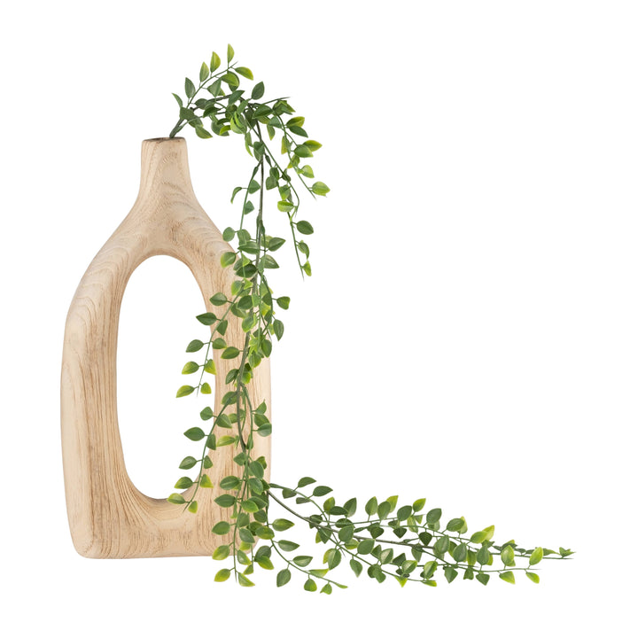 Wood Decorative Vase with Openwork Design - Brown, 14 in.