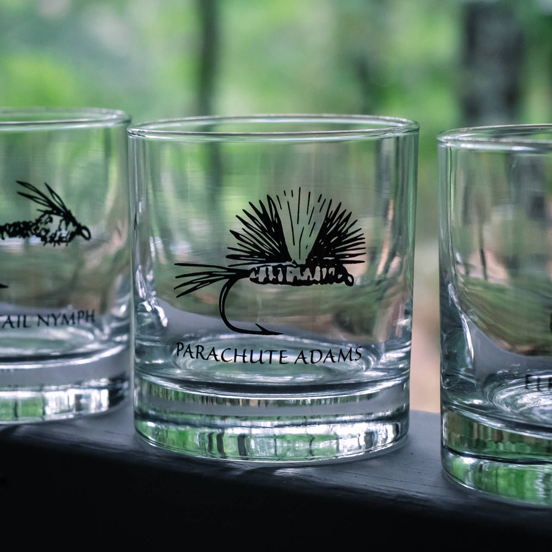 Fly Fishing Rocks Glass: Assorted