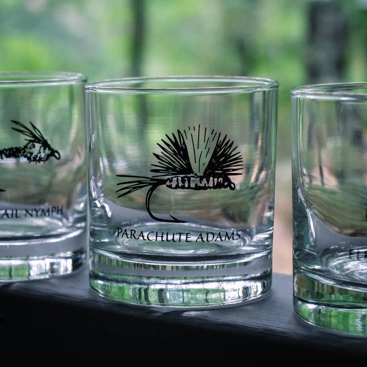 Fly Fishing Rocks Glass: Assorted