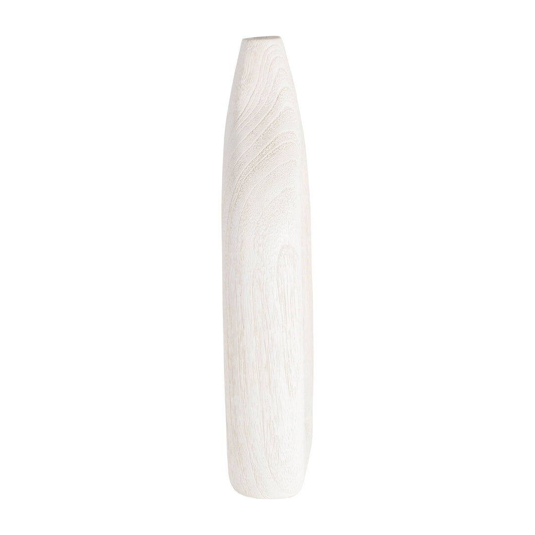 Paulownia Wood Abstract Cut-Out Vase - White, 14 in.