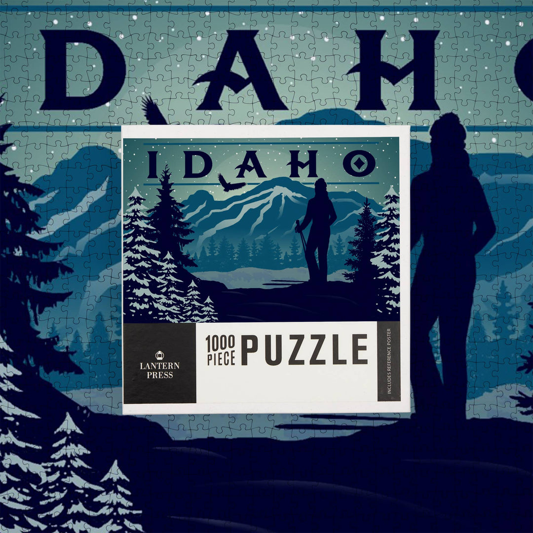 1000 Piece Puzzle - Idaho, Skier and Mountain