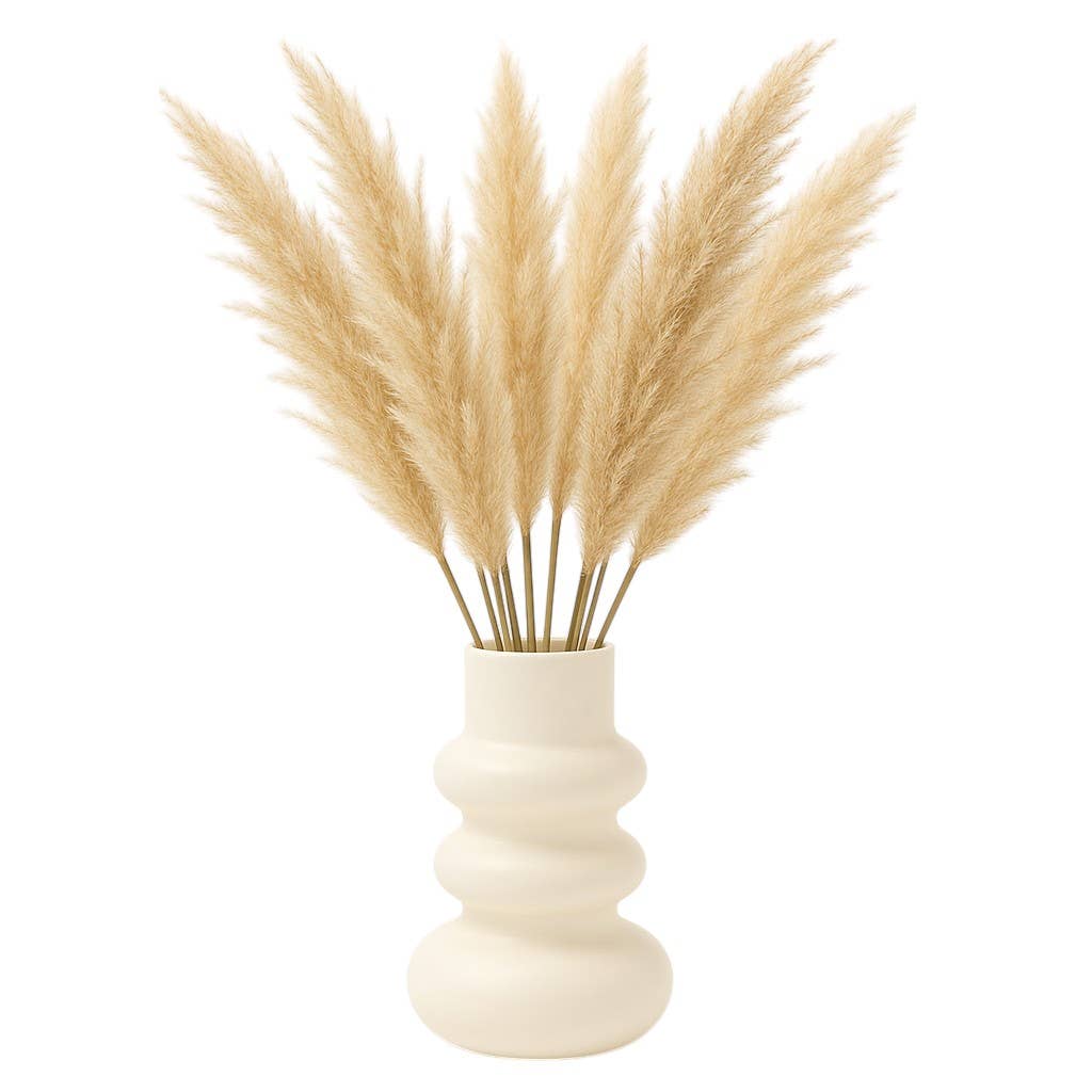 Decorative Vase - Ivory Ceramic Stacked Spheres, 10 in.