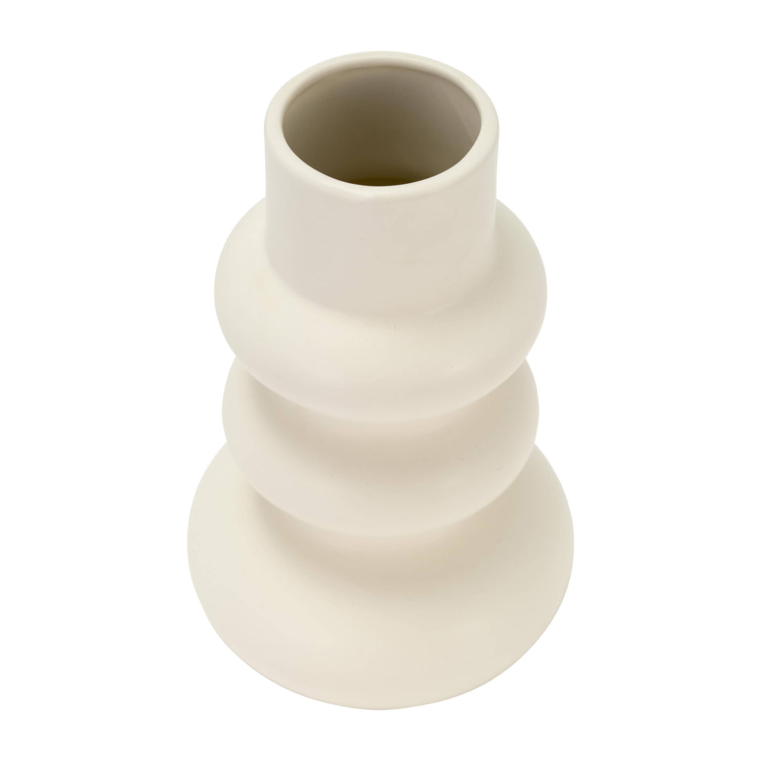 Decorative Vase - Ivory Ceramic Stacked Spheres, 10 in.