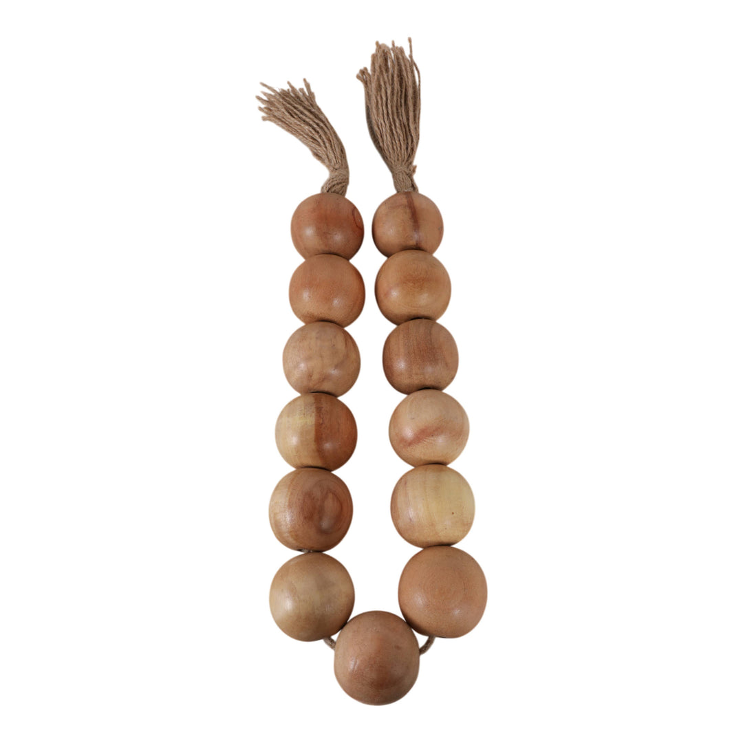 Mango Wood Jute Tassel Beaded Garland - Brown, 32 in.