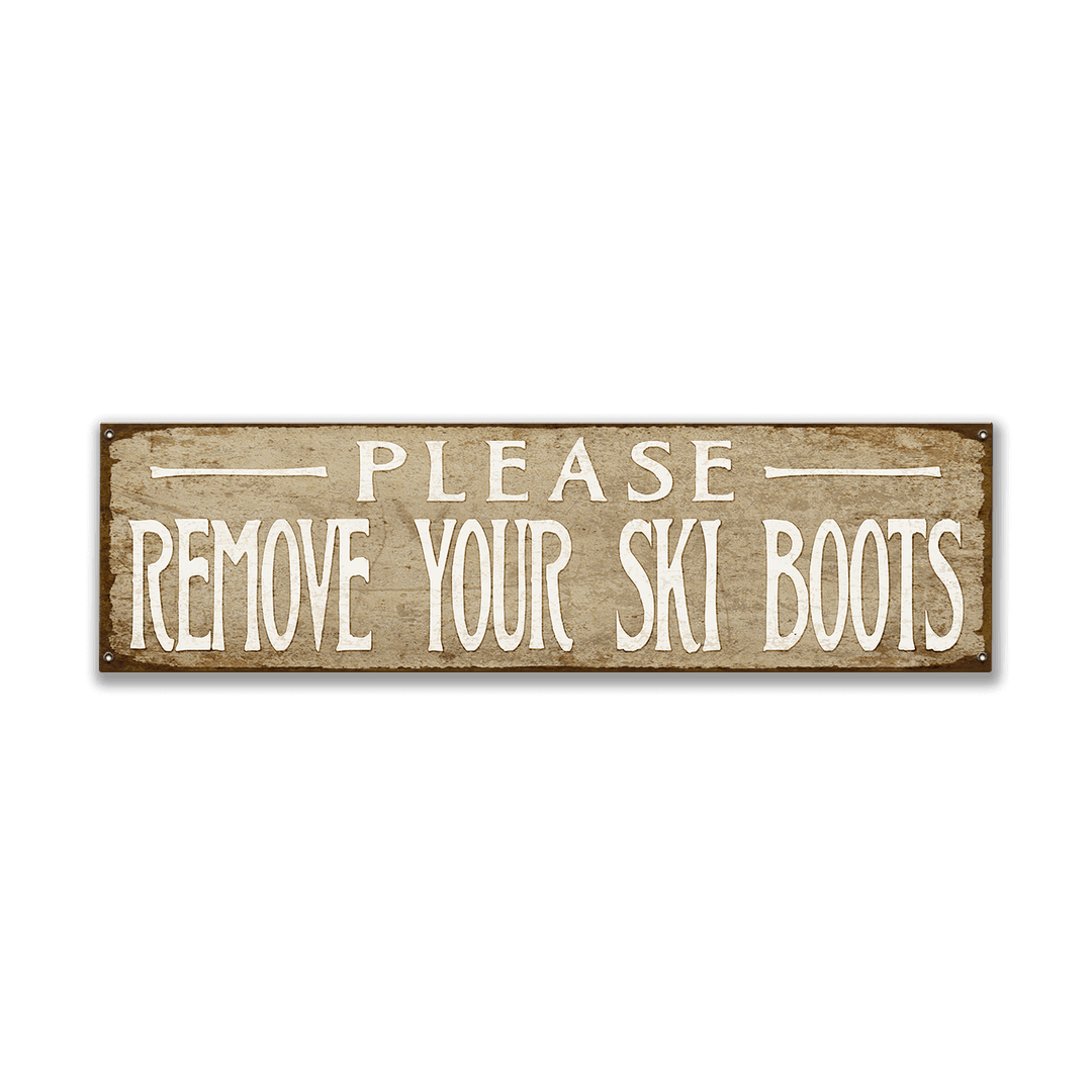 Please Remove Boots: Generic - Wood & Metal Wall Art: Wood / 36" x 10.5"