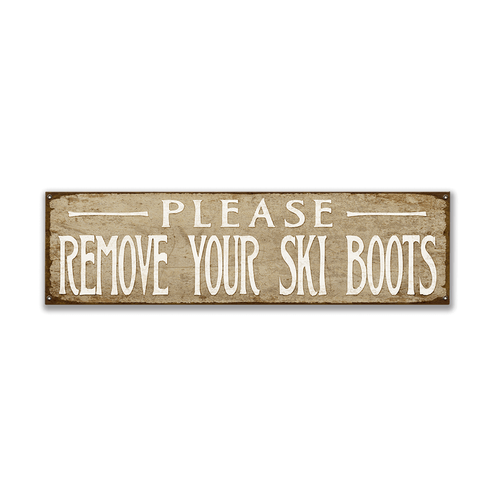 Please Remove Boots: Generic - Wood & Metal Wall Art: Wood / 36" x 10.5"