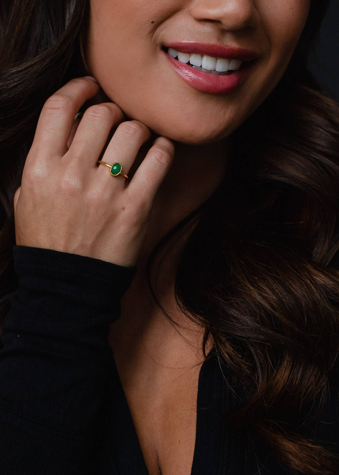 Set of 3 Green Oval Ring