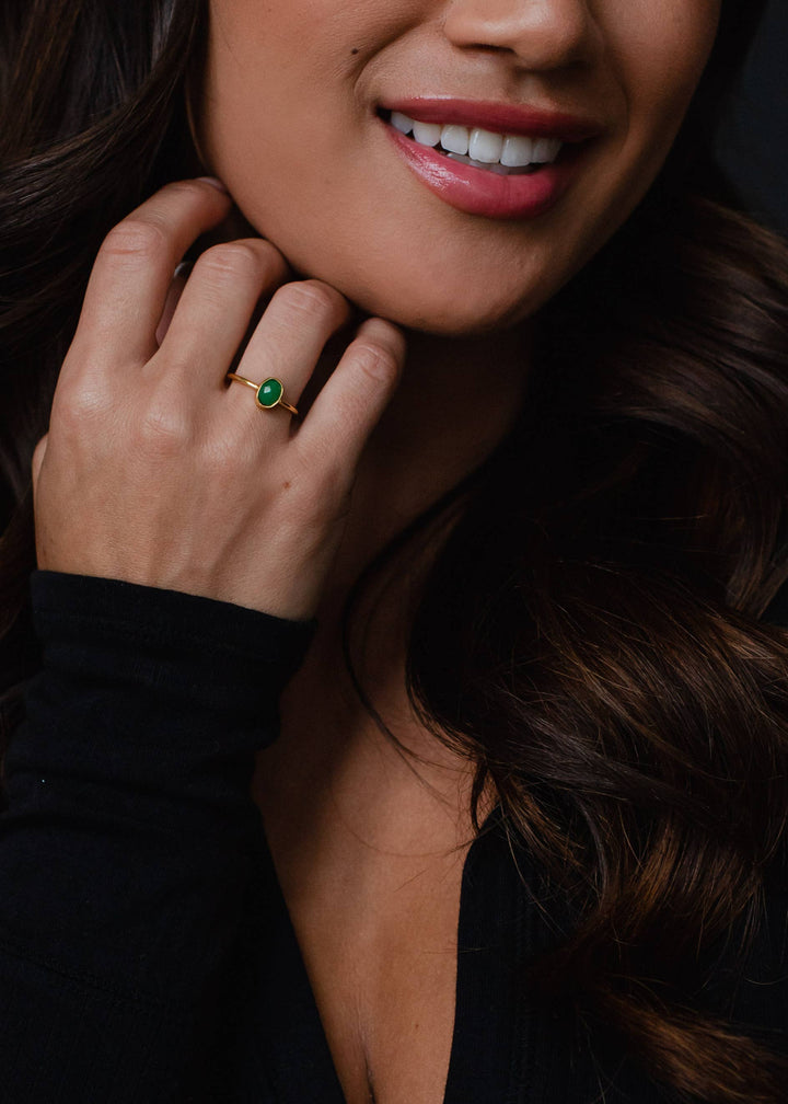 Set of 3 Green Oval Ring