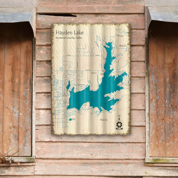 Hayden Lake, Idaho - Corrugated Metal Wall Art: Corrugated Aluminum / 22.25" x 31.5"