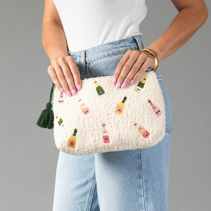 Champagne Bottles Textured Travel Pouch