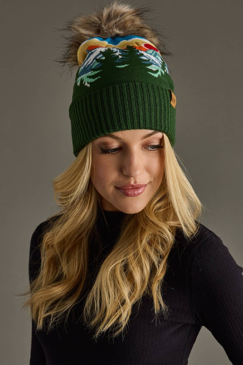 Olive Sunrise Landscape Pom Hat