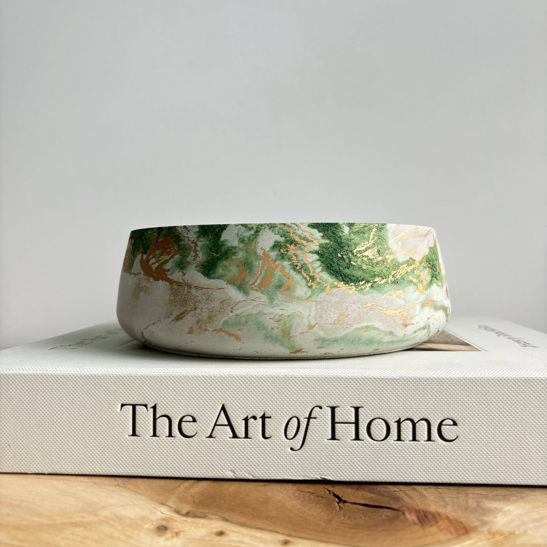 Daza - Decorative Concrete Bowl | Centerpiece Bowl : Green Fusion Marble
