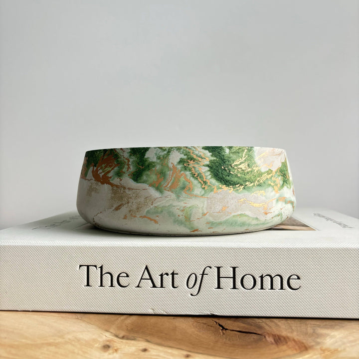 Daza - Decorative Concrete Bowl | Centerpiece Bowl : Green Fusion Marble