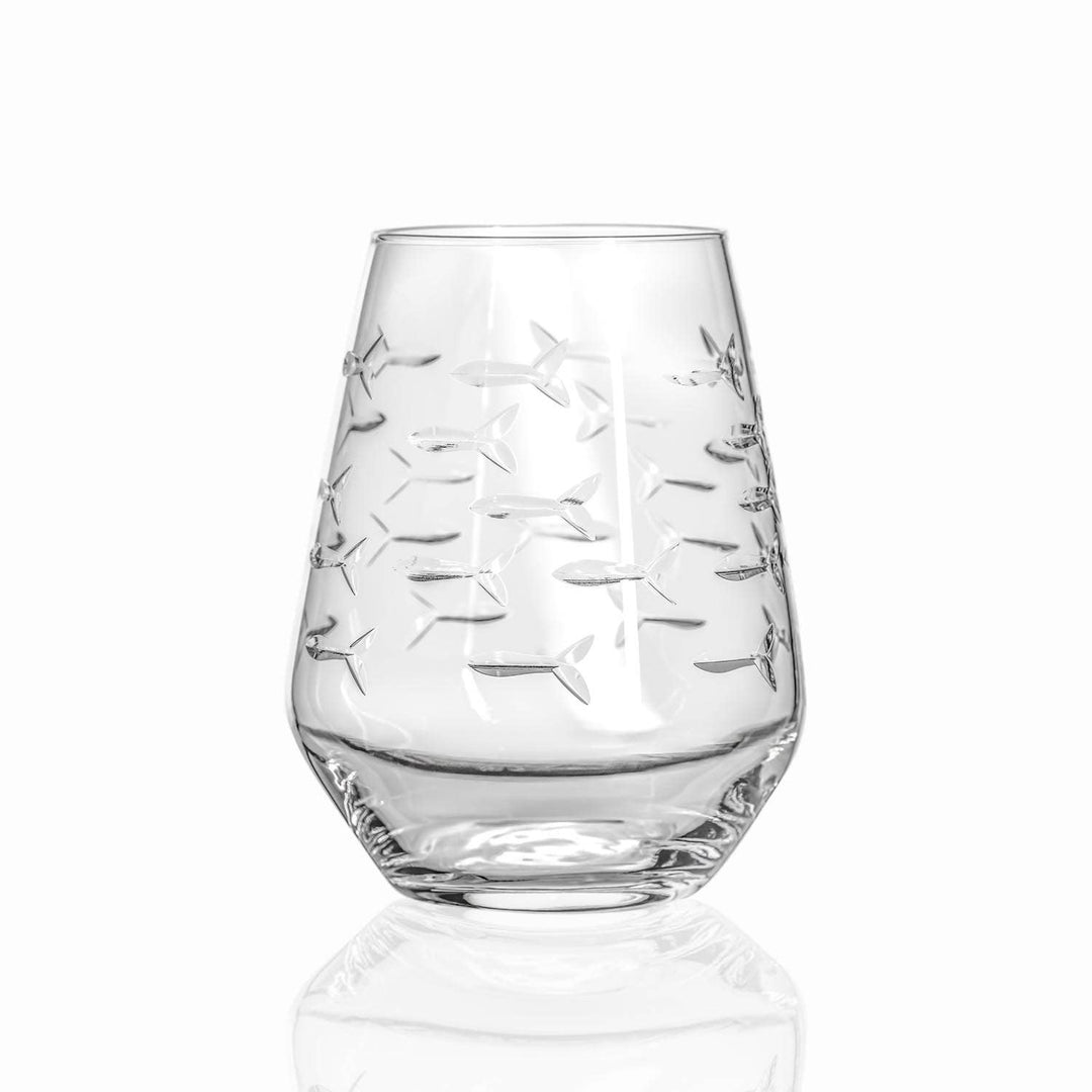 School of Fish Stemless Wine Glass 18oz: Case of 12