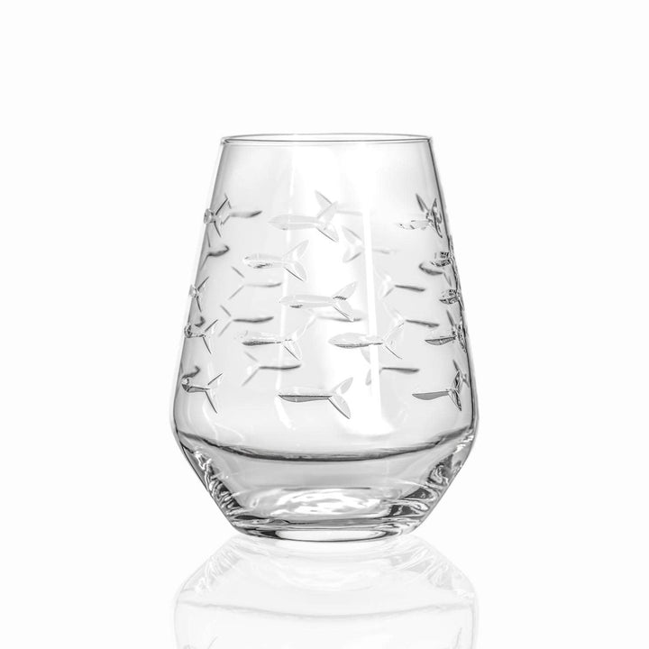 School of Fish Stemless Wine Glass 18oz: Case of 12
