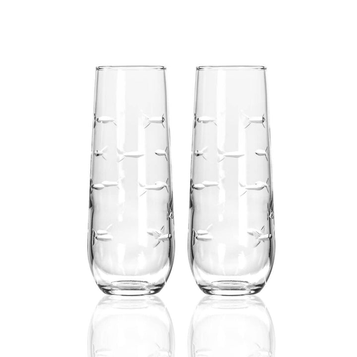 School of Fish 8.5oz Stemless Champagne Flute (set of 2)